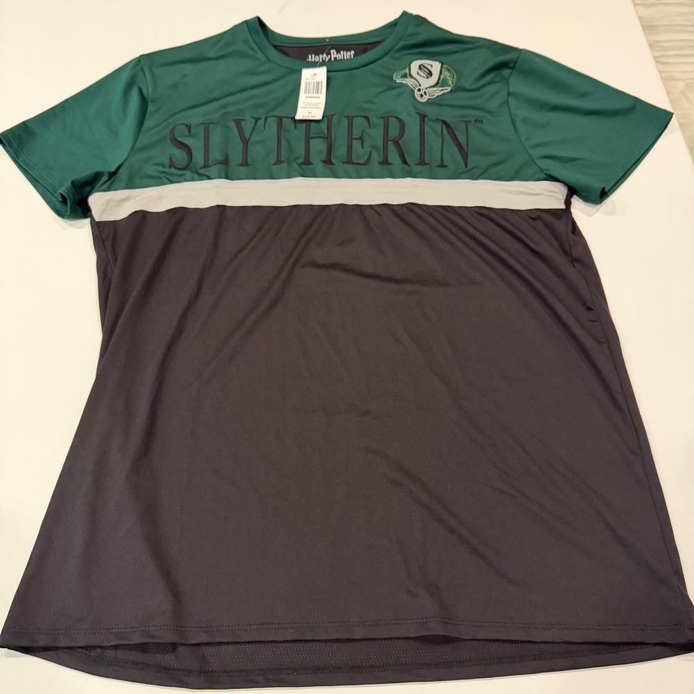 Harry Potter Slytherin Active Jersey Mens XL Green Black Short Sleeve Shirt NWT